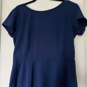 Ellen Tracy Navy Zip-Front Dress